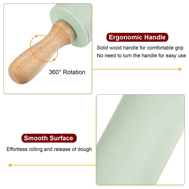 Silicone Rolling Pins for Baking 23.5cm x 4.2cm Light Green gallery