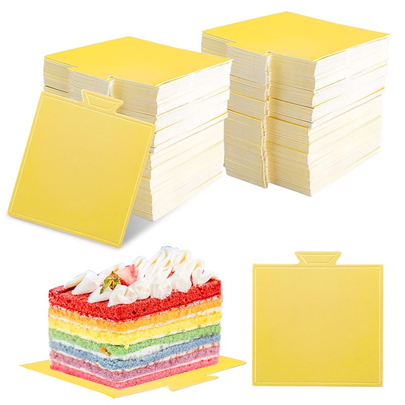 400 Pack Square Mini Gold Cake Boards, Mini Square Cake Paper Board Golden Pa…