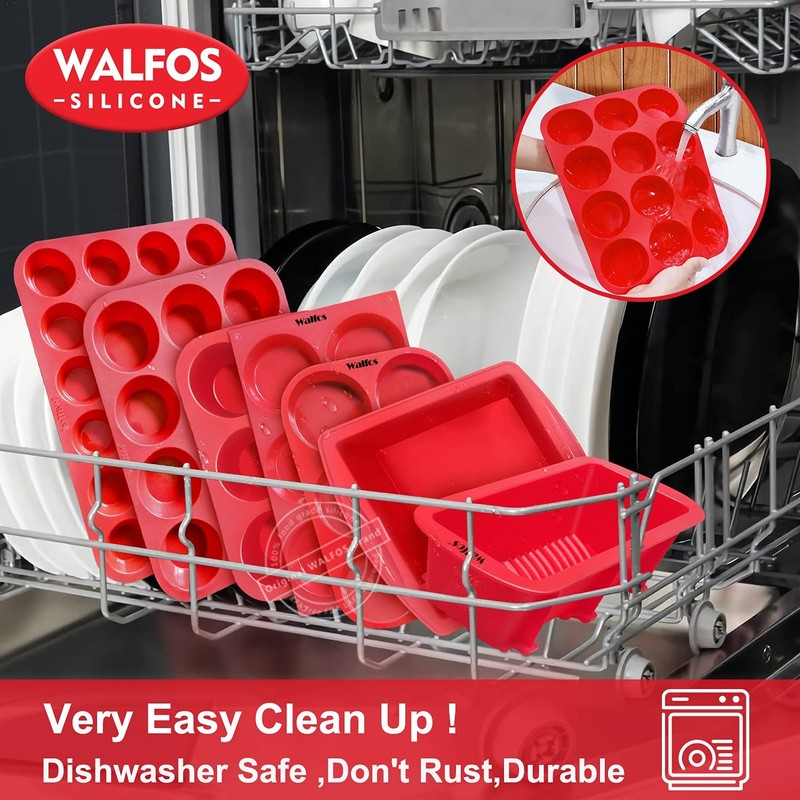 Walfos Muffin Pan Set - 12 2 Pcs: 12 Cups, Regular, (12 Cup-2PK) gallery