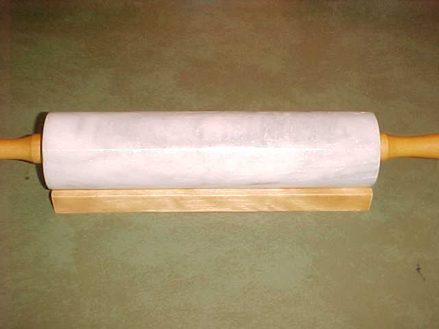 Marble Rolling Pin with Wood Stand Non-Pourous Non-Stick Gray and White