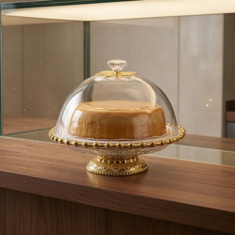 Glass Do & I Cake Stand Round Covered Cake Stand High Clarity gallery
