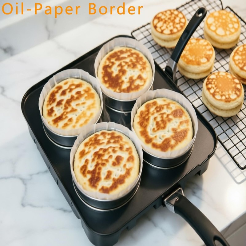 Crumpet Rings, 16Pack Cookie Ring, Outer diameter 3.2Inch+2.1Inch Food-Grade ... gallery
