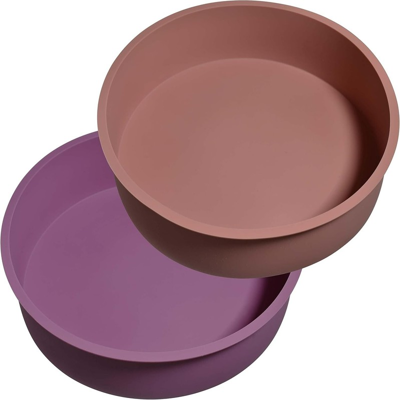 Round Silicone Cake Pans, Set of 2, Non-Stick Mold for Baking(8″ x2pc)