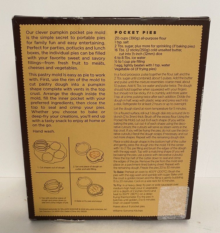 Williams-Sonoma Pumpkin Pocket Pie Baking Mold Orange Autumn Fall Dessert New gallery