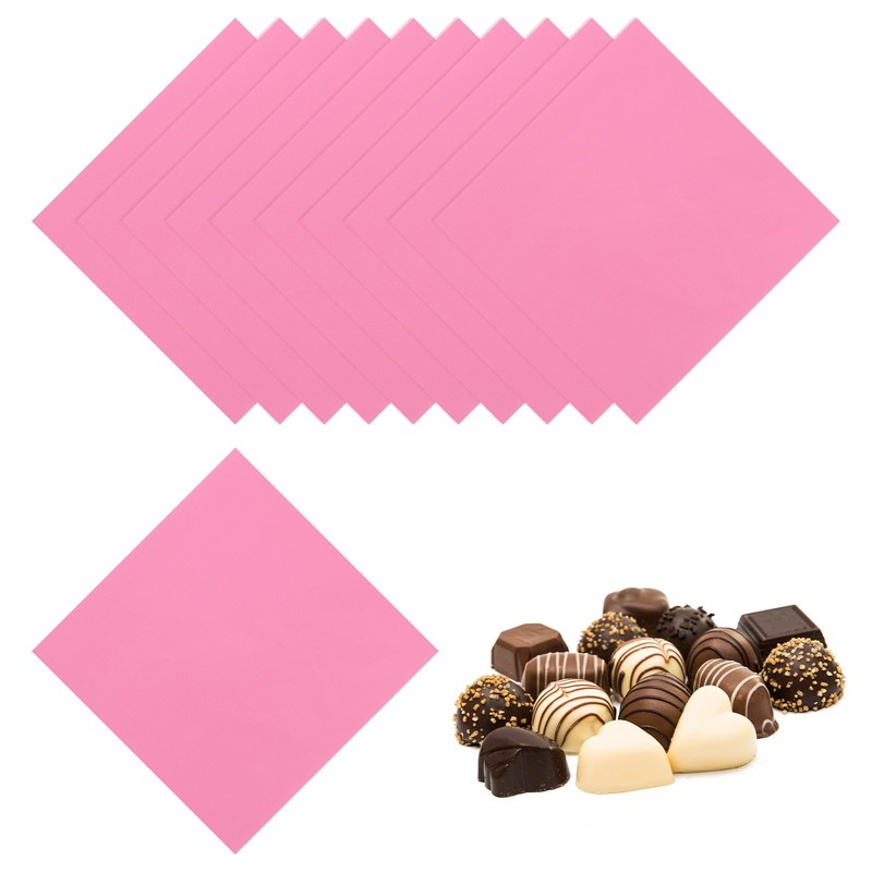 100 Pcs Candy Foil Wrappers, 4.7 x 4.7″ Chocolate Wrappers, Pink
