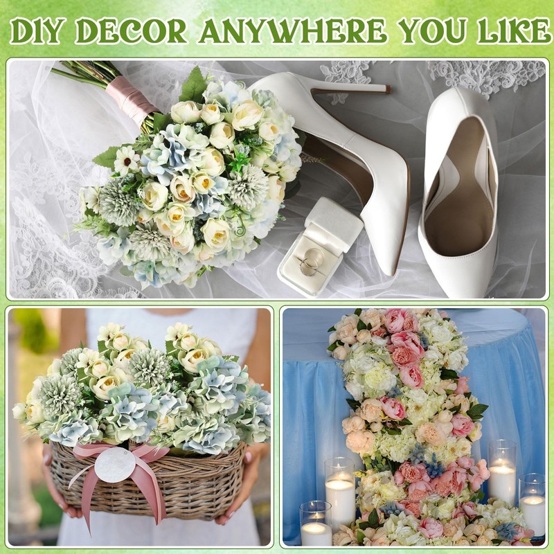 Tigeen 12 Bundles Peonies Artificial Flowers Faux Roses Silk Hydrangea A gallery