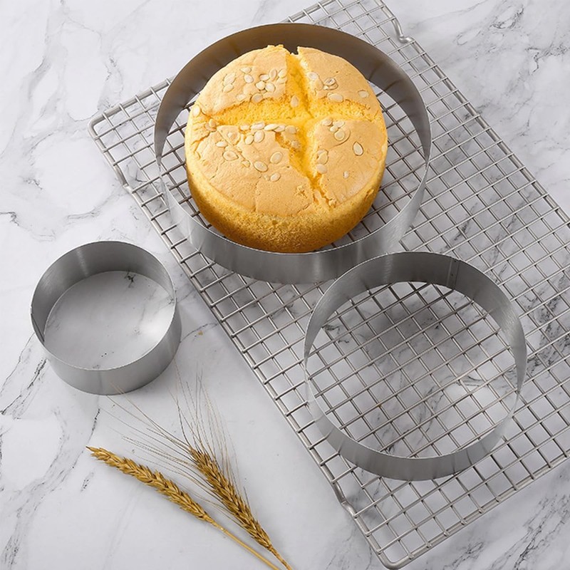 3 Pack Stainless Steel Cake Rings Round Cookie Cutter for Egg Pie, 4/6/8 Inch gallery