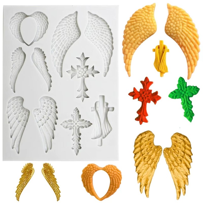 Tongker Angel Wings Fondant Silicone Molds for Baptism and Cake Decorating