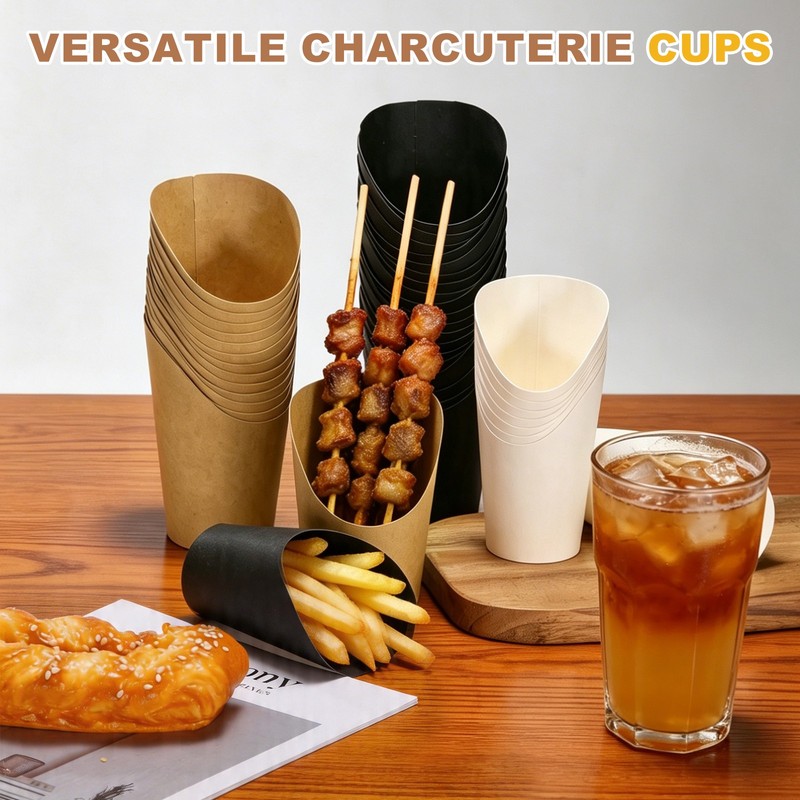 50Pcs French Fries Holder, 14oz Disposable Paper Charcuterie Cups, Brown gallery