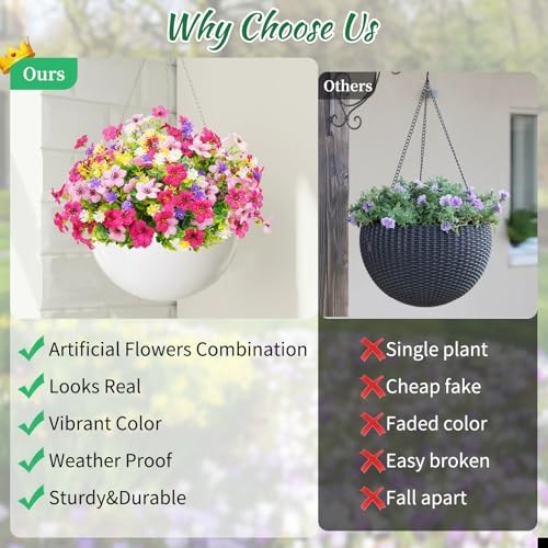 Artificial Flowers for Outdoors Fake Outdoor Flowers 12 Bundles Mixed Pink gallery