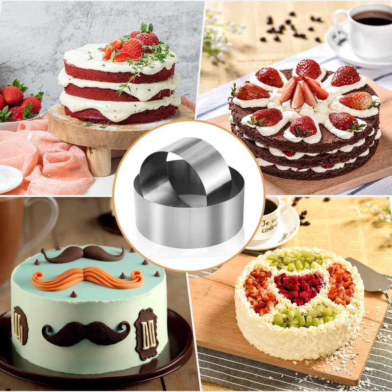 Cake Ring, 8 Inch Cake Rings for Baking, 20CM Fixed Round Stainless Steel Cak... gallery