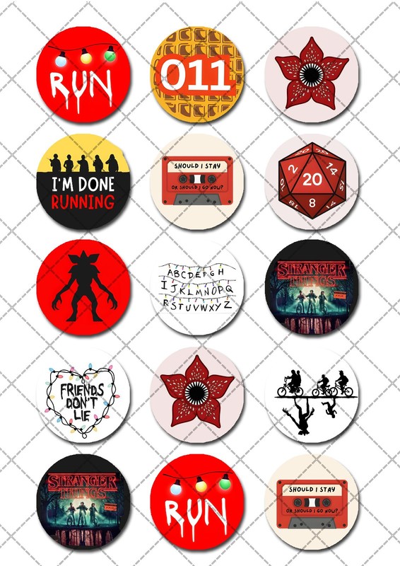 Stranger Things Pre-cut Edible Cupcake or Cookie Toppers gallery