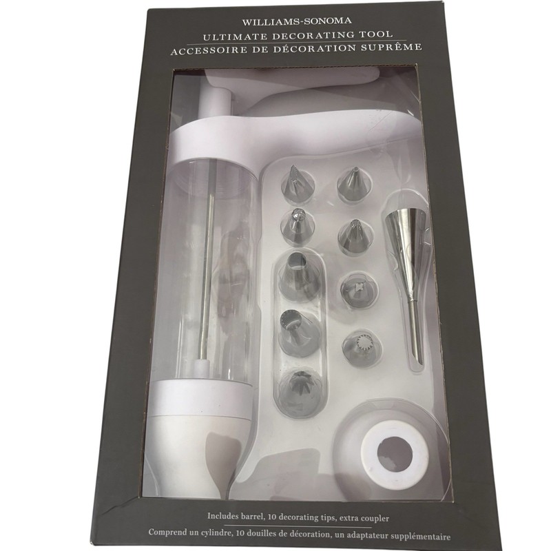 Williams-Sonoma Ultimate Decorating Tool w/Barrel, 10 tips, extra coupler EUC