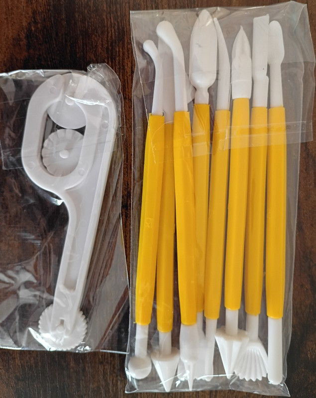 Modeling tools and cutter and embosser for cake decorating and fondant