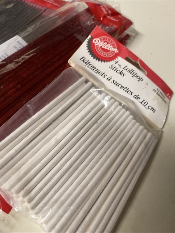 175 mixed Lollipop,cake pop sticks White Metallic Red & Silver gallery