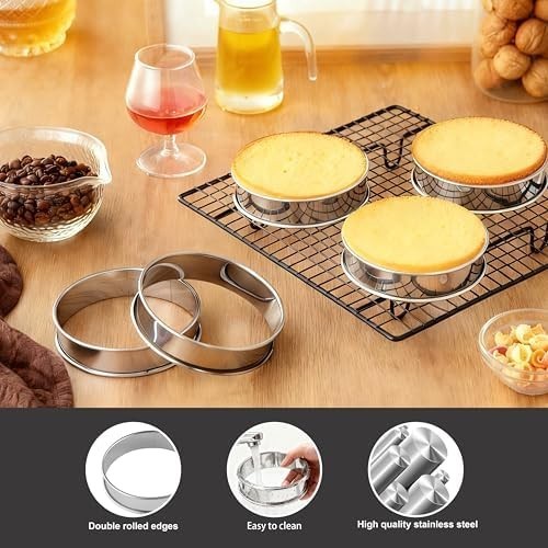 5PCS Crumpet Rings, 4" Stainless Steel Egg Rings for English Muffin, Tart, Cooki gallery