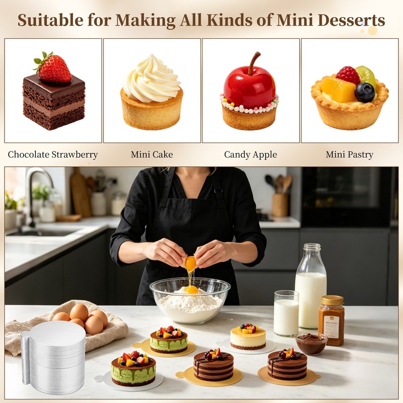 300 Pcs Mini Cake Boards, 3.5 Inch Round Cardboard Cake Base, Silver gallery