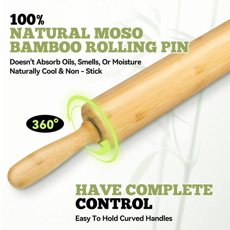 17.5 Inch Wooden Rolling Pin for Baking with Easy-Roll Design - Long Dough Rolle gallery