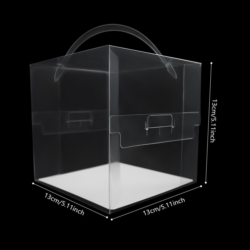50 Clear Square Cake Boxes, Food-Grade PET, 13 cm × 13 cm × 13 cm gallery