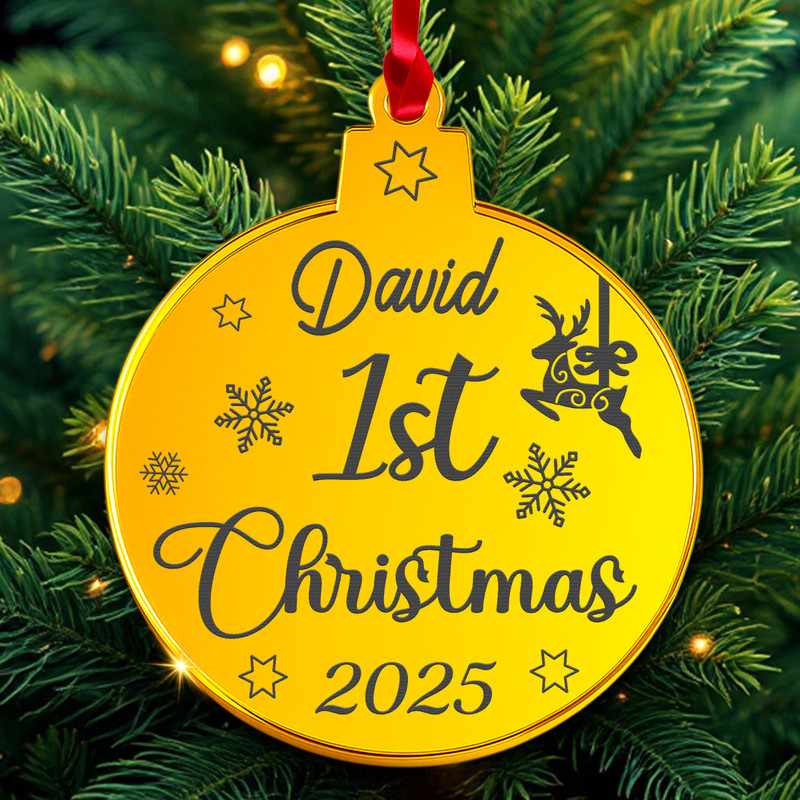 PERSONALISED First Christmas Bauble Ornament Acrylic 3mm Tree Decoration gallery