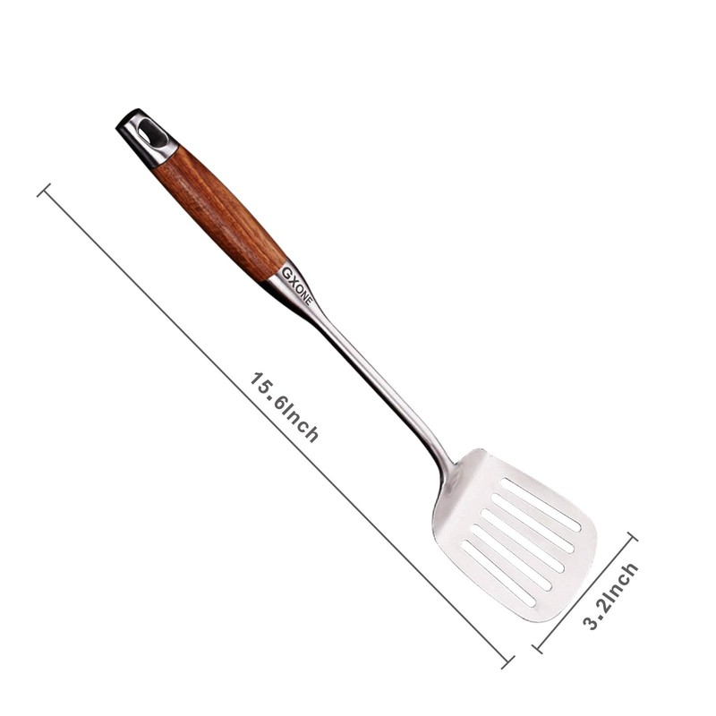 Metal Spatula,304 Stainless Steel Wok Spatula with Heat Resistant Wooden Hand... gallery