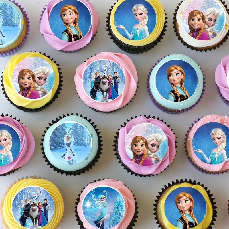 Frozen Anna Elsa Princess Pre-cut Mini Edible Icing Cupcake or Cookie Toppers