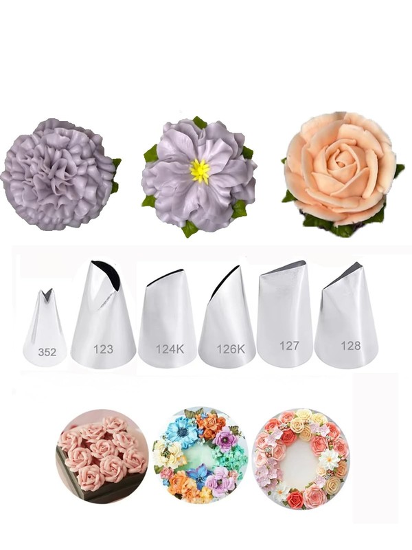 Flower and Leaf Piping Tips,Rose Flower Petal Icing Tips Set with Leaf Tip fo…