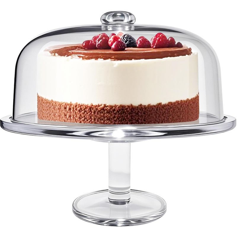 Acrylic Cake Stand with Dome 12 Inch Clear Rotating Cake Display Spinner Hold…