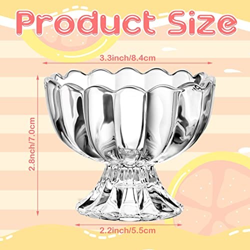 Pieces Small Ice Cream Bowls Set Tulip Clear Glass Bowls 3.4 12 Clear White gallery