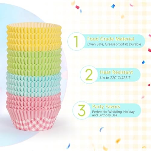 Standard Cupcake Liners 100 Pack, Colorful Paper Baking Cups Food Buffalo Plaid gallery