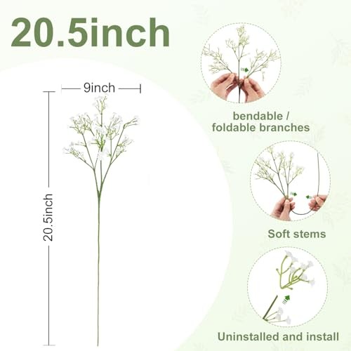 15 PCS Babys Breath Artificial Flowers Fake Babys Breath Flowers 15pcs White gallery