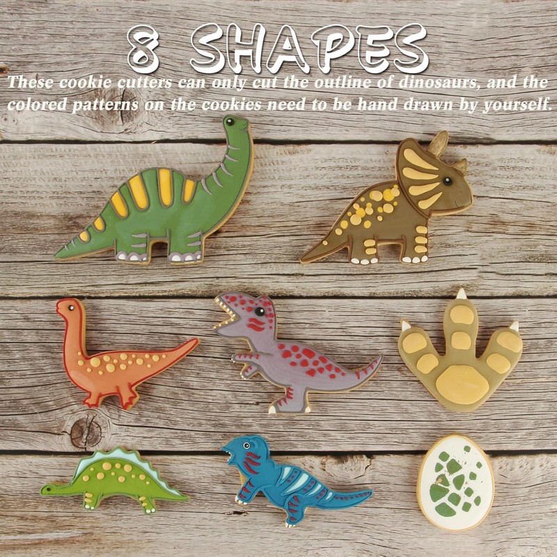8 Pcs Stainless Steel Dinosaur Cookie Cutters Food Decoration Tools for Baking gallery