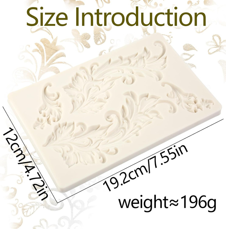 1 Pcs Large Baroque Feather Silicone Mold, Scroll Embossed Cake Decoration Fonda gallery