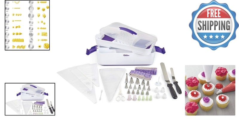 Versatile 48-Piece Cake Decorating Essentials: Tips, Bags & Storage Caddy gallery