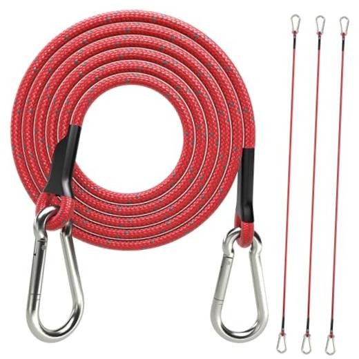 48 Inch Bungee Cords with Stainless Steel Carabiner, Heavy Duty 48inch Red