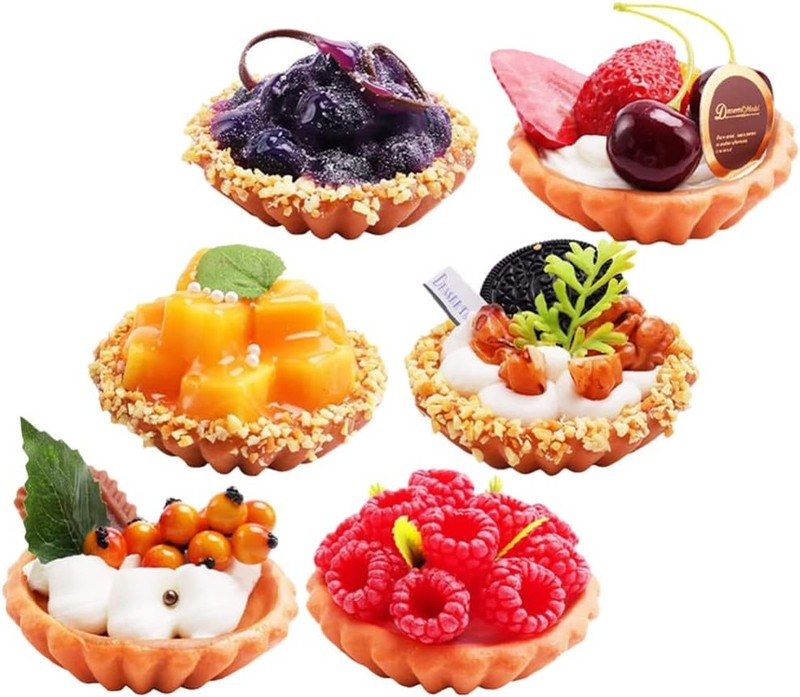 Artificial Fruit Egg Tart Fake Cake Model 6-Piece Set Realistic