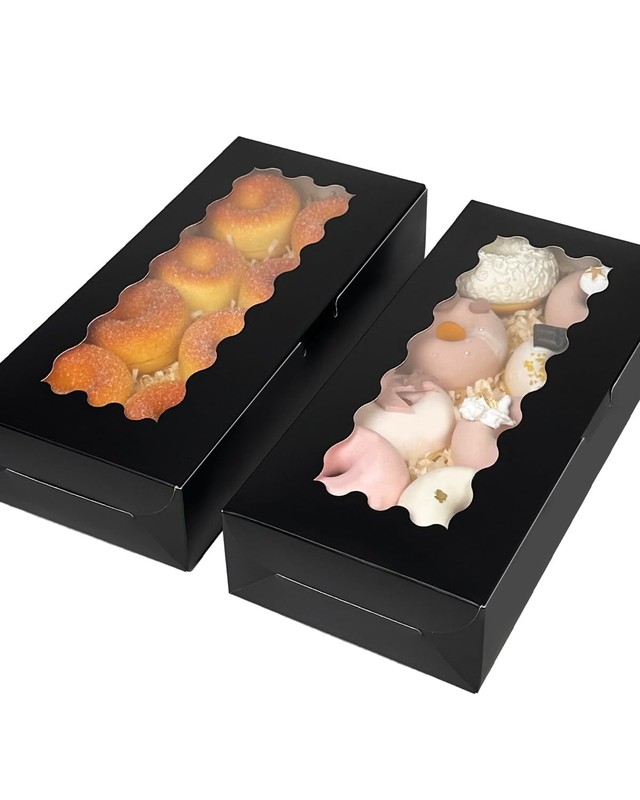 50 Packs Black Cookie Box with Window 12x5.5x2.5 Inch Two Uses Pastry Biscuit... gallery