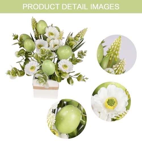 Easter Decorations, 2 PCS Easter Artificial Flower Egg Potted Table Green gallery