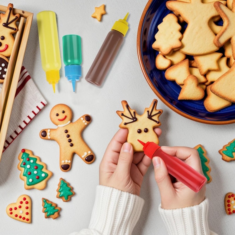 Complete Cookie Decorating Kit - 10 PCS Squeeze Bottles with Funnels & Brushes gallery