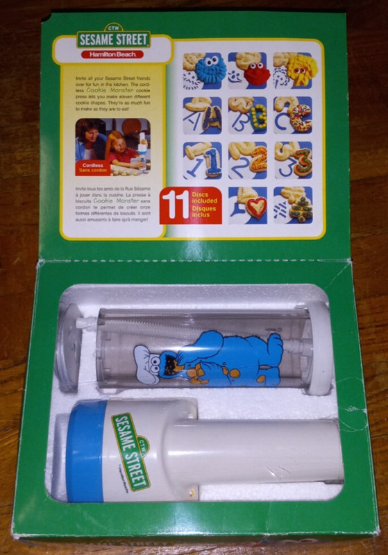 NOS Sesame Street Cookie Monster Cookie Press, W/ 11 Discs gallery