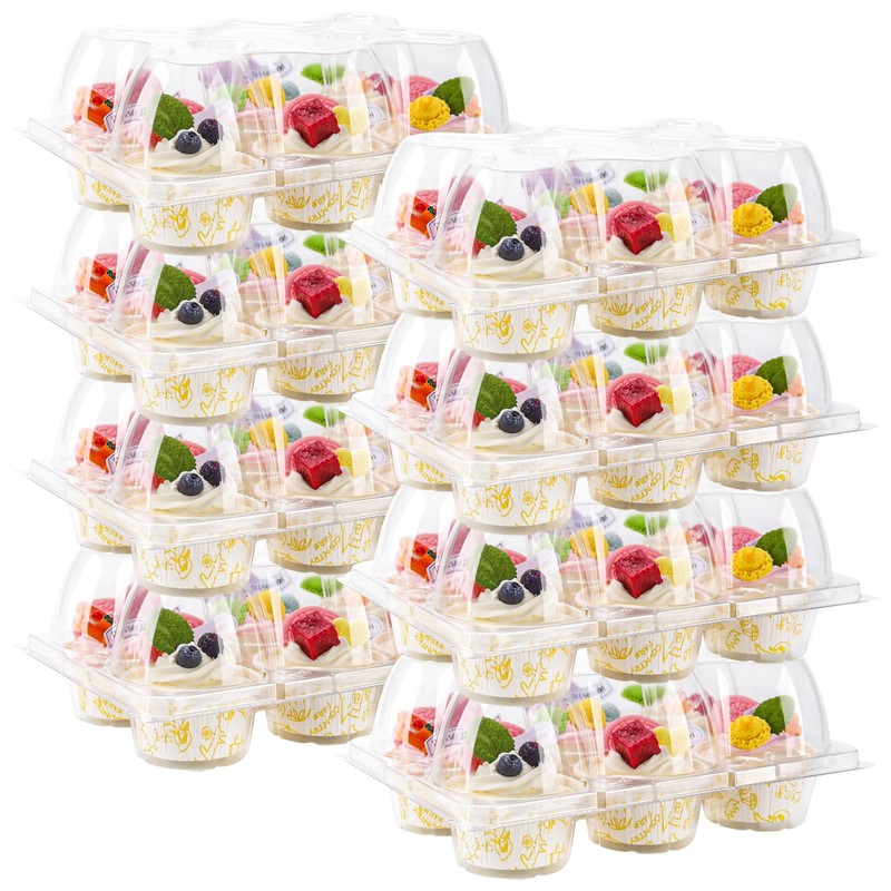 6 Count Cupcake Containers 30 Pack Cupcake Holders Clear Plastic Stackable Cu…