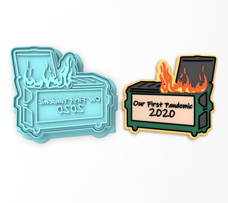 Our First Pandemic Dumpster Cookie Cutter & Stamp | Flu Quarantine 2020 Virus