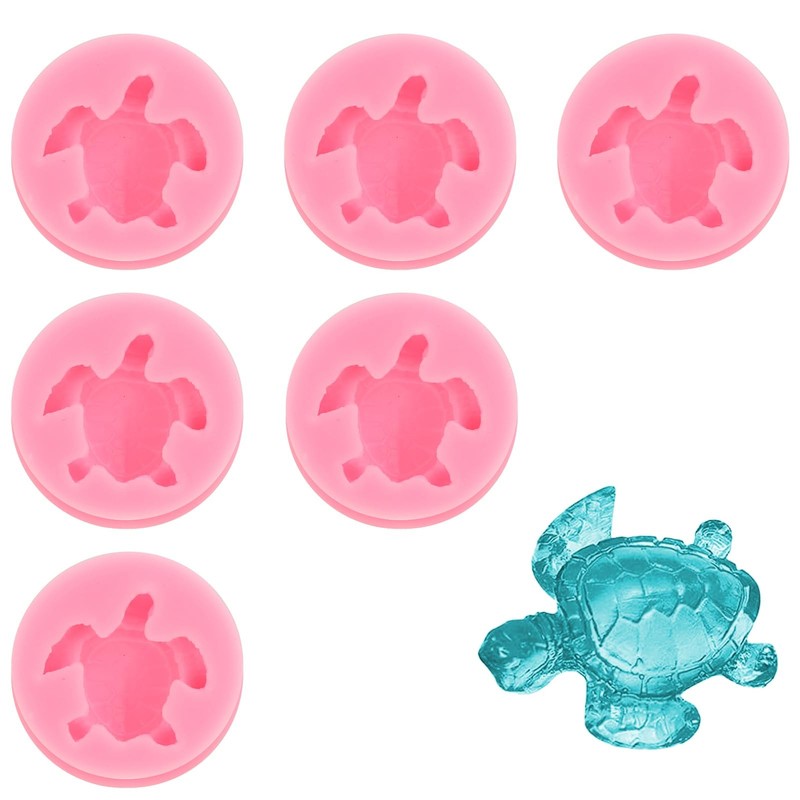 Sea Turtle Molds, 6 PCS 3D Animal Silicone Molds Small Resin Molds Tortoise Maki