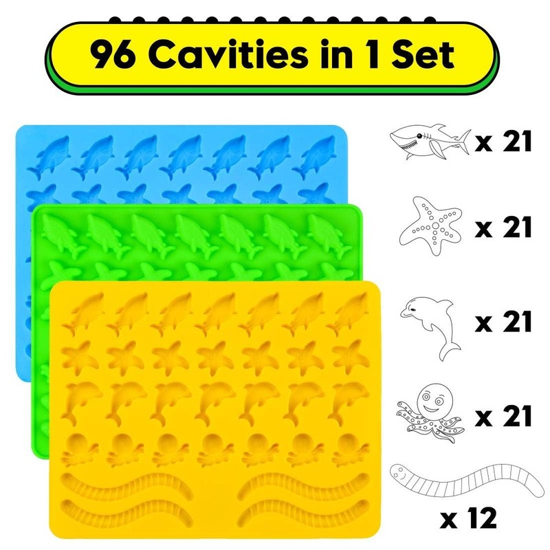 Silicone Candy Molds Set - Ocean Shapes for Gummies and Hard Candy, 3 Pack gallery