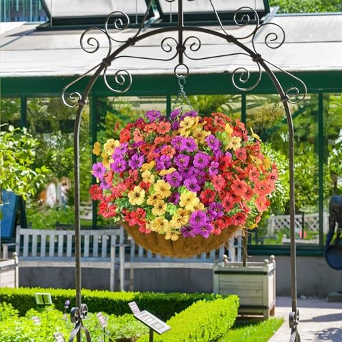 16 Bundles Artificial Flowers for Outdoor 16 PCS Red Purple Yellow Orange gallery