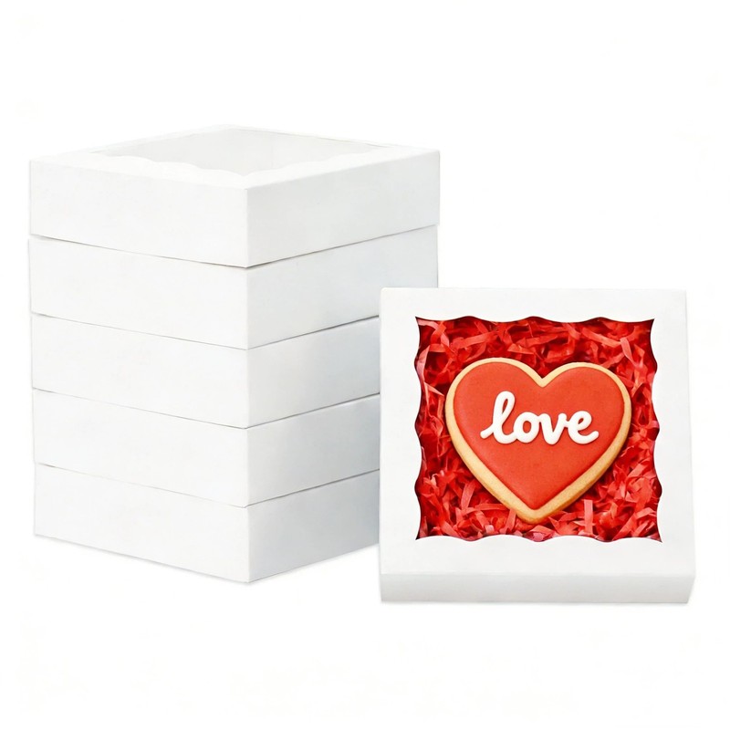 Individual Small Bakery Gift Cookie Boxes 4 1/2×4 1/2×1 1/5 Inch 100 PCS