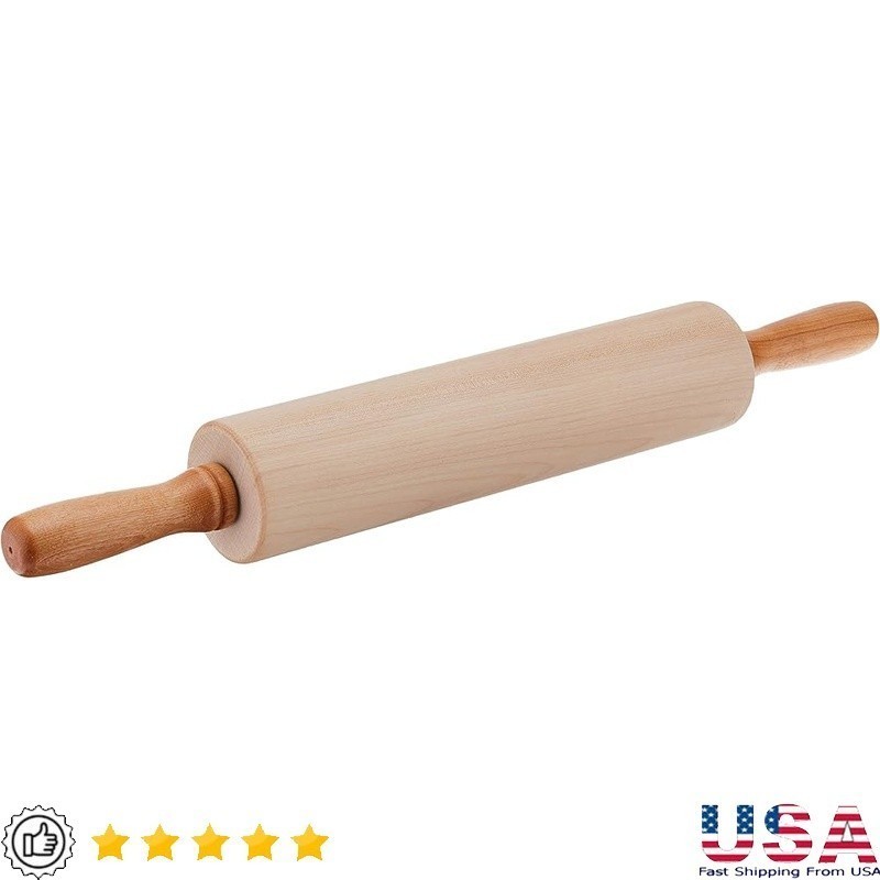 Professional Maple Rolling Pin Gourmet Kitchen Tool Easy Grip Handmade Hardwood