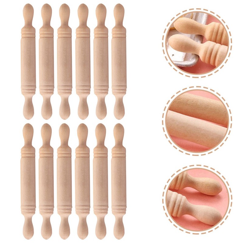 12Pcs Mini Rolling Pin Mini House Rolling Pin Prop mini house decor