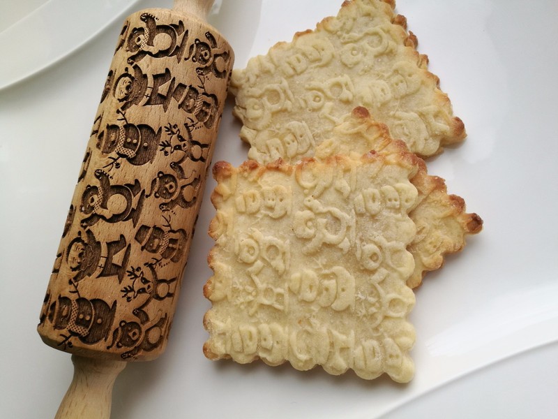 Mini Rolling Pin Laser Engraved Rolling Embossed Dough Roller Christmas pattern gallery