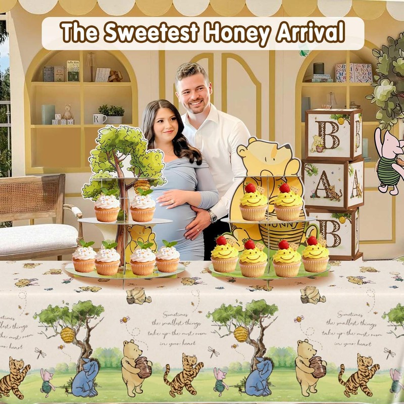 2Pcs Classic Winnie Bear Baby Shower Birthday Decorations Cupcake Stands, Neu... gallery